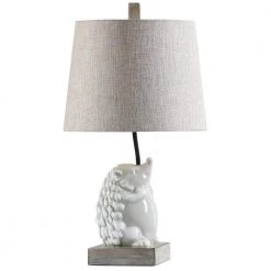 Happy Hedgehog 21.5 in. White, White Wash, Gray Accent Table Lamp by StyleCraft