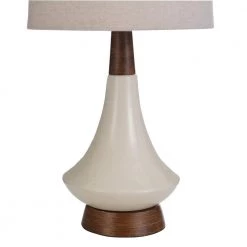 22 in. Wood and Glossy White Table Lamp with White Fabric Shade by StyleCraft 13 22 in. Wood and Glossy White Table Lamp with White Fabric Shade by StyleCraft -StyleCraft Shop wood white stylecraft table lamps l13225bds 44 1000