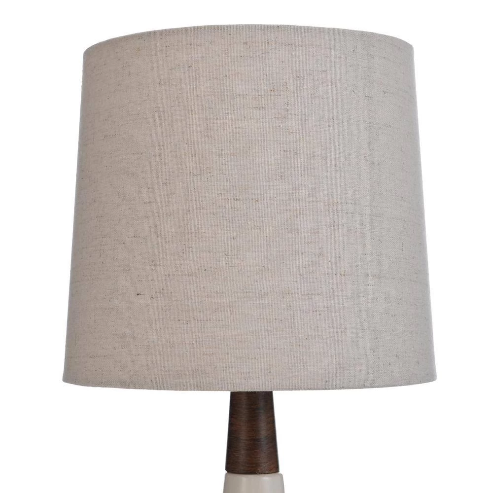 22 in. Wood and Glossy White Table Lamp with White Fabric Shade by StyleCraft 8 22 in. Wood and Glossy White Table Lamp with White Fabric Shade by StyleCraft - Image 6