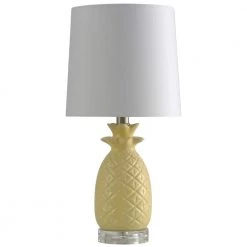 18.3 in. Yellow Table Lamp with White Hardback Fabric Shade by StyleCraft